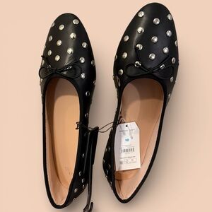 Time and Tru Black Studded Flats